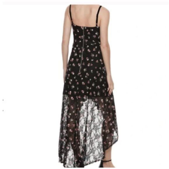 Disney Princess High Low Lace Overlay Black Floral Evening Dress Size XS - Picture 4 of 12